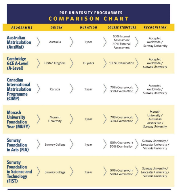 What are the differences between pre-university and Foundation?